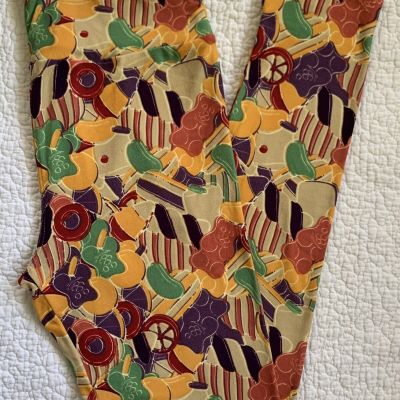 Lularoe Leggings OS Old Fashioned Candy Gummy Bears Jelly Beans VTG